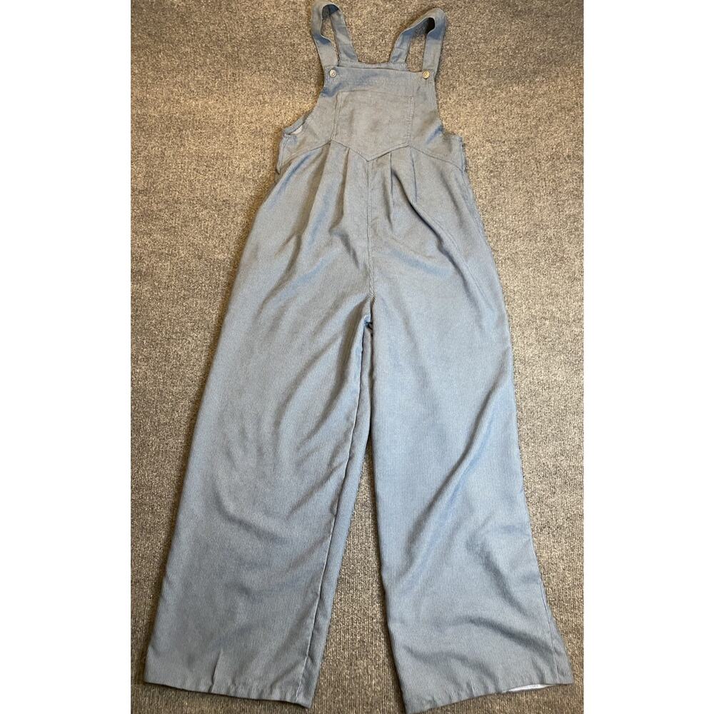 how.very.loved Blue Corduroy Wide-Leg Overalls Pockets Women's Size S